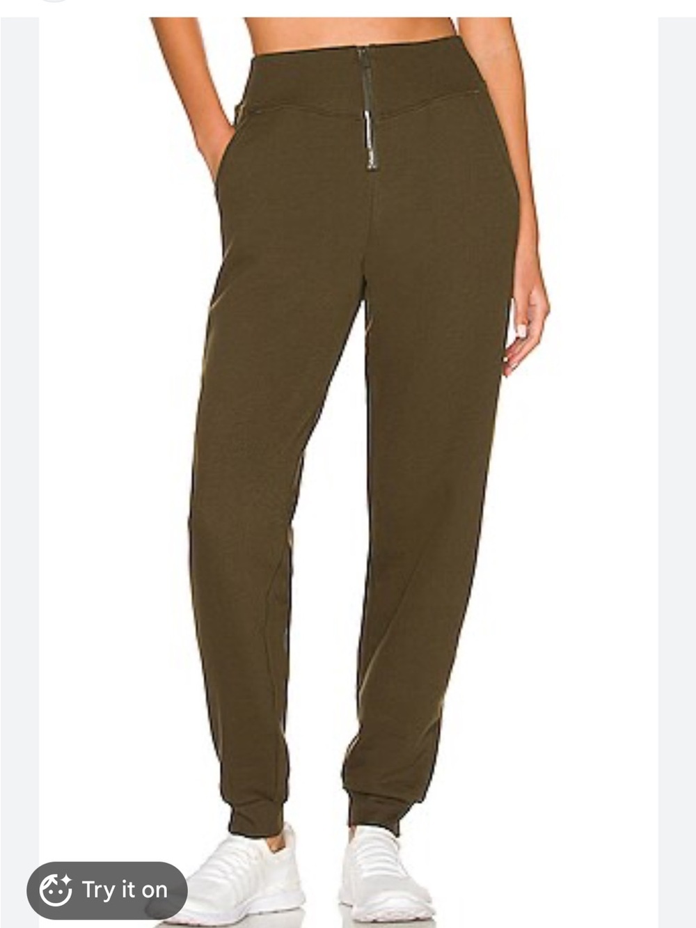 Alo Yoga Slick Zip Front Sweatpant in Dark Olive XS